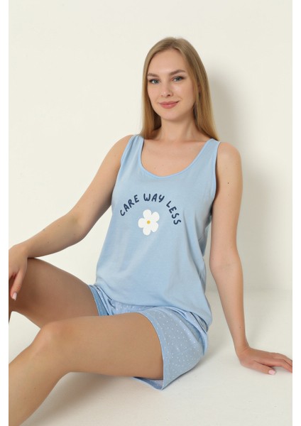 Mavi Care Way Şortlu Askılı Pijama Takım