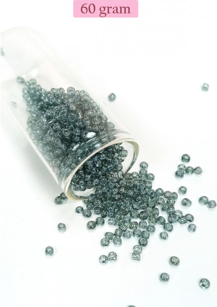 Dökme Cam Kum Boncuk (8/0) 3 mm - 60 Gram - Şeffaf Gri - BNC215