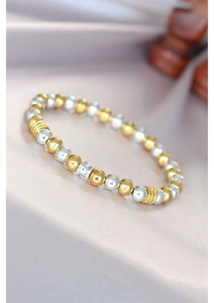 Hematit Gümüş Gold Renk Doğal Taş Erkek Bileklik