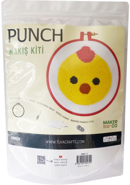 Punch Nakış Kiti Civciv Desenli Kumaş Punch Yapım Seti