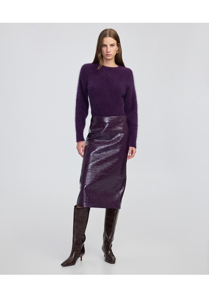 Timsah Derisi Görünümlü Midi Etek IW6250004129017