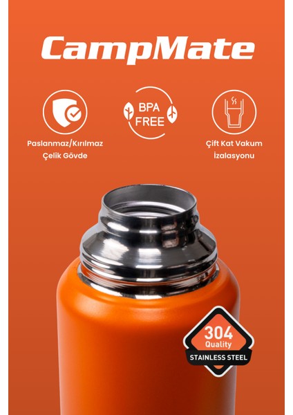 1.5 Litre Çift Katlı Çelik Termos-24 Saat Sıcak, 48 Saat Soğuk, Kulplu (Kamp, Piknik, Ofis, Seyahat) modelleri