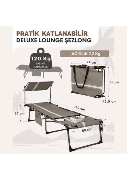 Kingcamp Magnolia B10 Plus Hands-Free Premium 7 Kademeli Katlanır Şezlong Grey/white indirimleri