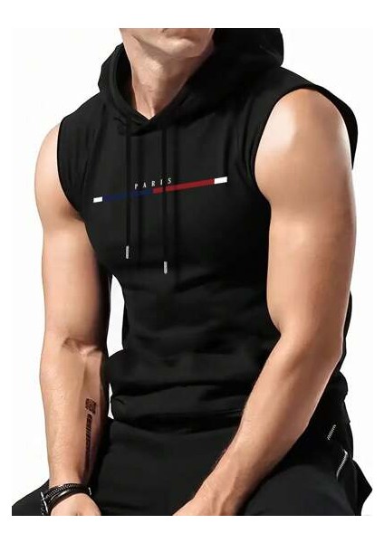 Erkek Spor Gym Atlet Baskılı Pamuklu