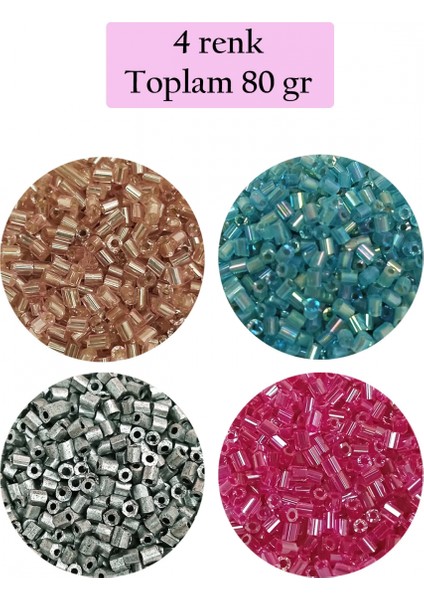 Kesme Cam Boncuk 2mm - 4 Renk - Toplam 80 Gram - BNC442