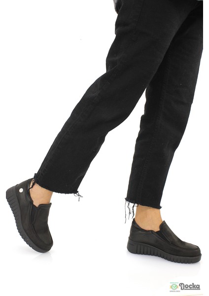 Kadın Ortopedik Hakiki Deri Bağcıksız Kışlık Spor Tarz Ayakkabı M26/KA3560