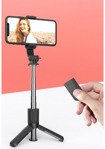 Bluetooth Selfie Stick Tripod – 360° Döner, 70 cm Ayarlanabilir Uzunluk, Uzaktan Deklanşör, Hafif ve Katlanabilir Telefon Tutucu, Ios ve Android Uyumlu | L11 Mini