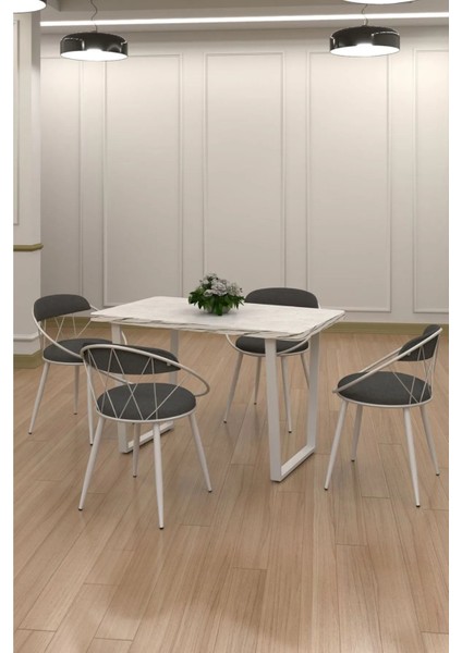 Relax Mdf Masa Sandalye Beyaz Antrasit