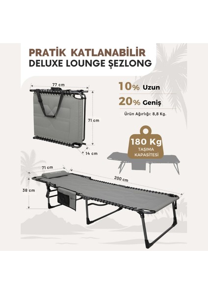 Kingcamp Magnolia B20 Premium 7 Kademeli Katlanır Dolgulu Şezlong Grey modelleri