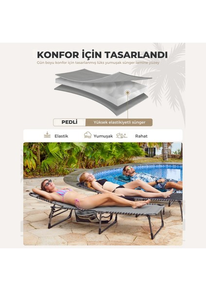 Kingcamp Magnolia B20 Premium 7 Kademeli Katlanır Dolgulu Şezlong Grey indirimleri