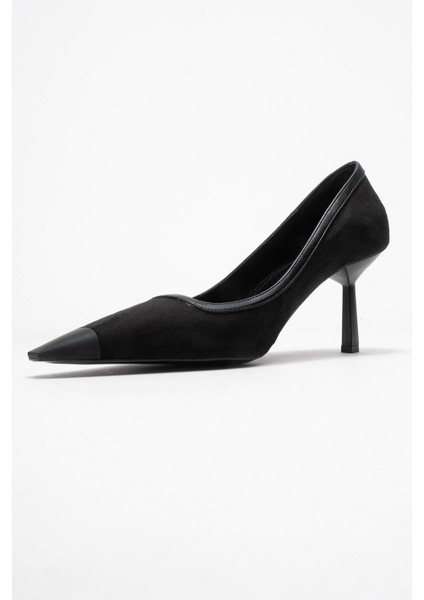 Rona Siyah Süet Mat Burunlu Kadın Topuklu Ayakkabı fırsatları