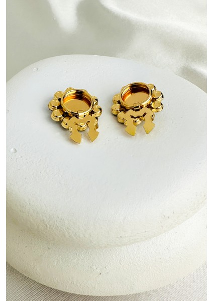 Çiçek Formunda Taş Detaylı Gömlek ve Kol Düğmesi Broş (2cm) modelleri