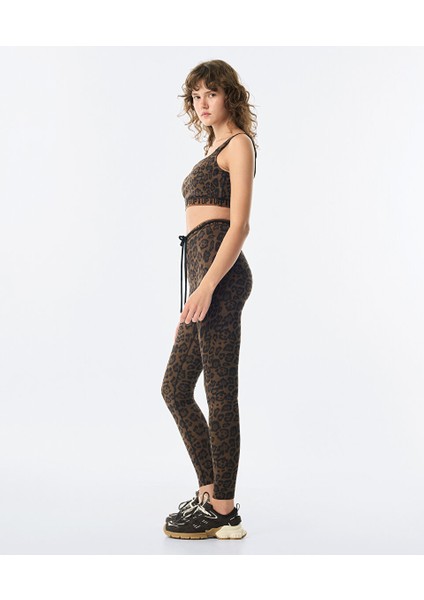 Leopar Desen Logo Jakarlı Tayt TW6250131006CD4 fiyatları