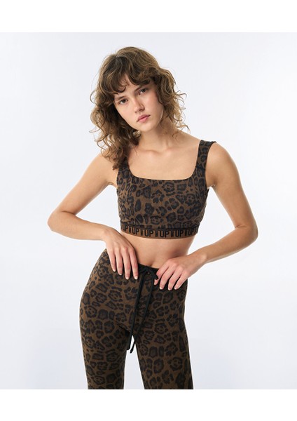 Leopar Desen Logo Jakarlı Tayt TW6250131006CD4 modelleri