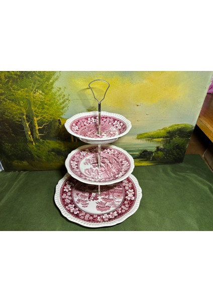Spode Porselen Sunumluk 35 cm Boyunda Büyük Tabak 27 cm Çapında