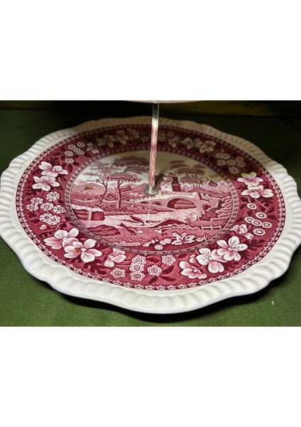 Spode Porselen Sunumluk 35 cm Boyunda Büyük Tabak 27 cm Çapında