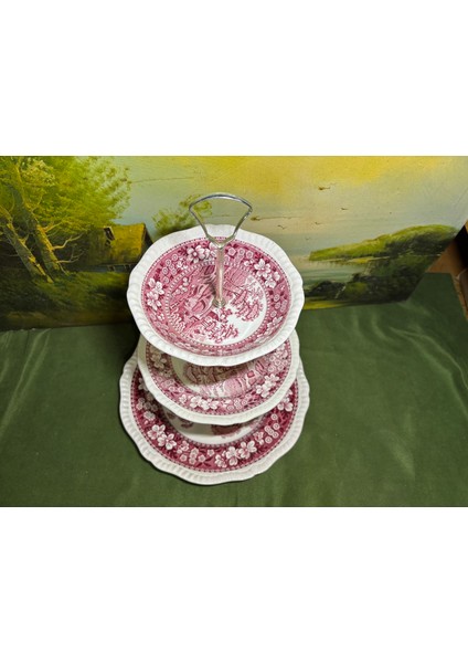 Spode Porselen Sunumluk 35 cm Boyunda Büyük Tabak 27 cm Çapında