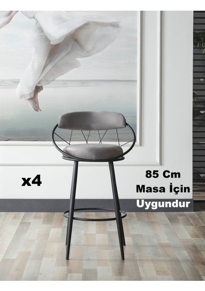 Relax Plus Tel Sandalye 85 cm Masa Için Mutfak-Cafe 4'lü