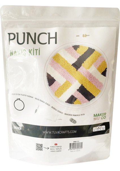 Punch Nakış Kiti Modern Desenli Kumaş Punch Yapım Seti