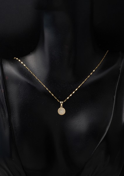 Yuvarlak Taşlı Minimal Altın Takı Seti 14 Ayar modelleri