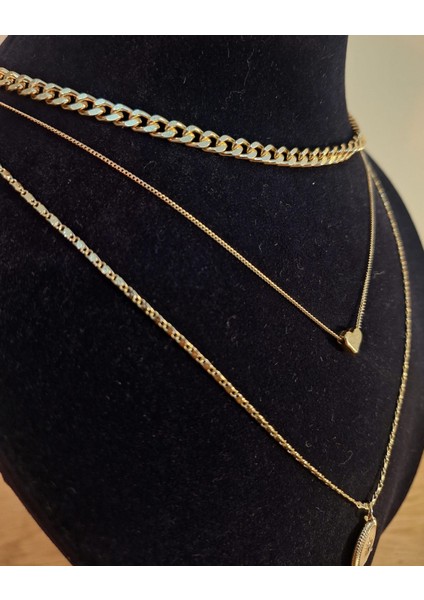 3’lü Set Altın Renk Kalp ve Güneş Motifli Kadın Kolye fırsatları