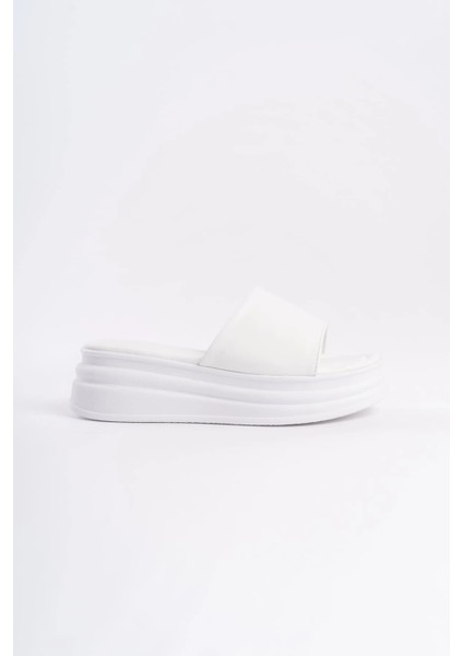 Alıce Düz Topuklu Kalın ve Ortopedik Taban Kadın Terlik Bt - Beyaz