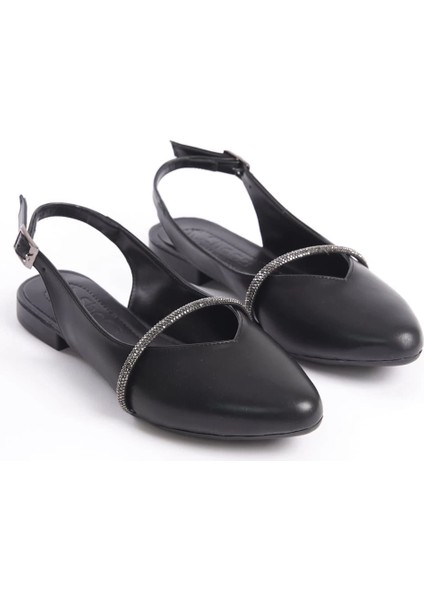 Allıson Tokalı Ortopedik Rahat Taban Taş Detaylı Kadın Babet Ayakkabı St - Siyah fırsatları