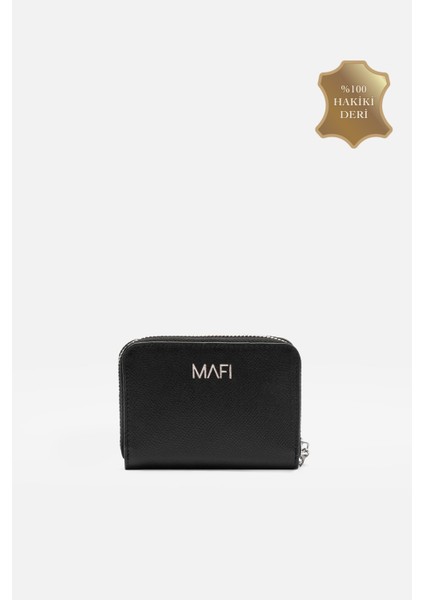 Mavi Lume Hakiki Deri Fermuarlı Siyah Cüzdan