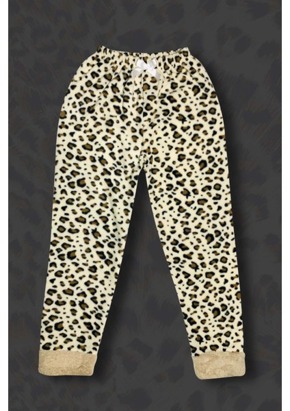 Kız Çocuk Leopar Desenli Göz Bantlı Peluş Polar Pijama Takımı indirimleri