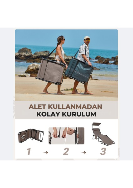 Kingcamp Magnolia B10 Plus Hands-Free Premium 7 Kademeli Katlanır Şezlong Beige