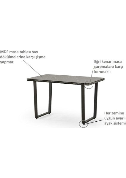 Relax Mdf Masa Sandalye Siyah Keten Gri fırsatları