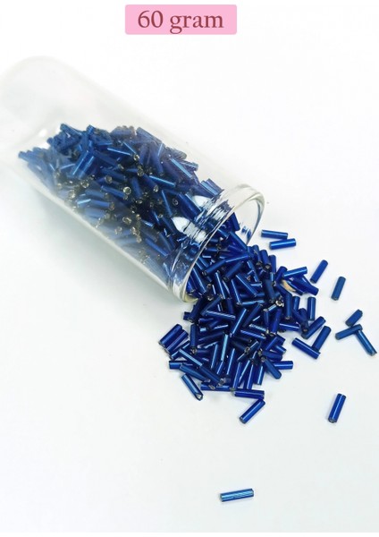 Uzun Boru Kesme Boncuk Çap 2mm Uzunluk 10 mm - 60 Gram - Lacivert - BNC272