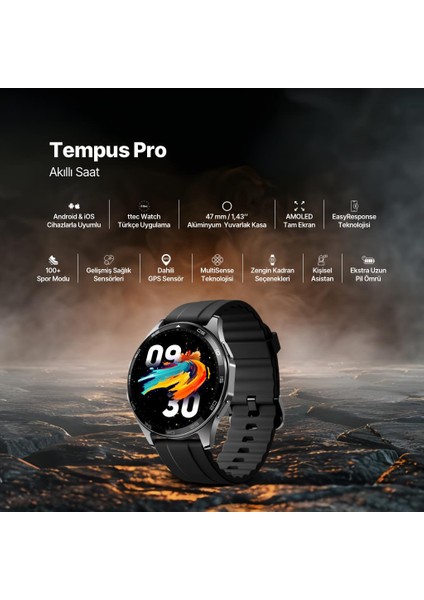 Tempus Pro 47 mm AMOLED Ekranlı Yuvarlak Kasa Akıllı Saat 2S12W fiyatları