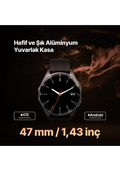 Tempus Pro 47 mm AMOLED Ekranlı Yuvarlak Kasa Akıllı Saat 2S12W modelleri