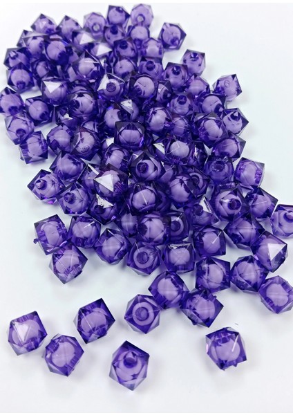 Küp Boncuk Içten Boncuklu Bileklik Çanta Boncuğu 10 mm 50 gr Eflatun - BNC458