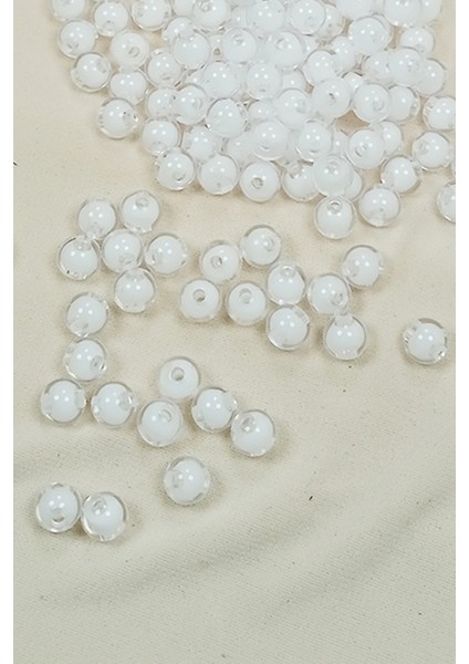 Yuvarlak Boncuk Içten Boncuklu Bileklik Çanta Boncuğu 8 mm 50 gr Beyaz - BNC470 fiyatları