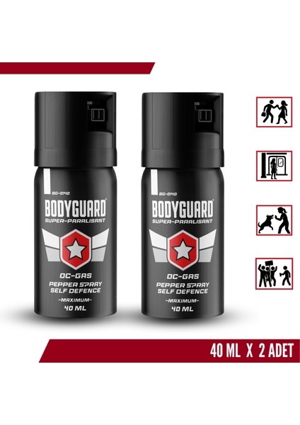Biber Gazı Sprey 40ML Bodyguard (Göz Yaşartıcı Sprey) 2 Adet