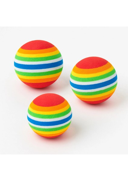 3’lü Gökkuşağı Sünger Kedi Köpek Oyun Topu | 4,2 cm Çiğneme ve Interaktif Oyuncak fiyatları