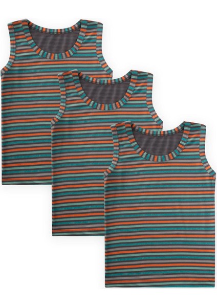 Üçlü Geniş Askılı Atlet Set 2-9 Yaş Çizgili