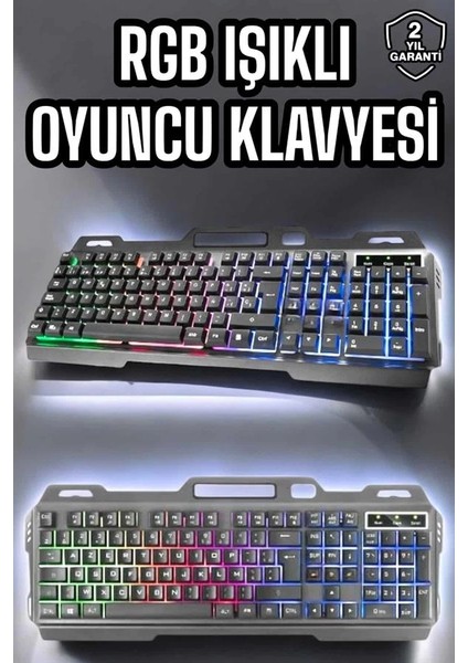 LED Işıklı Oyuncu Klavye USB Girişli Rgb Işıklı Q Klavye Mouse Hediyeli fiyatları