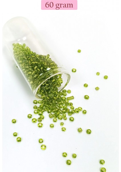 Dökme Cam Kum Boncuk (8/0) 3 mm - 60 Gram - Şeffaf Yeşil - BNC208
