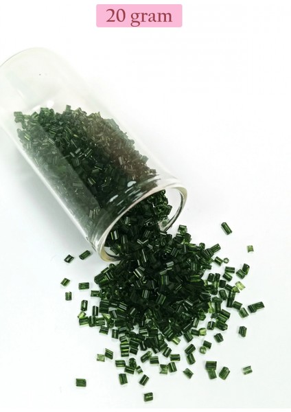 Kesme Cam Boncuk 2mm - 20 Gram - Şeffaf Koyu Yeşil -BNC319
