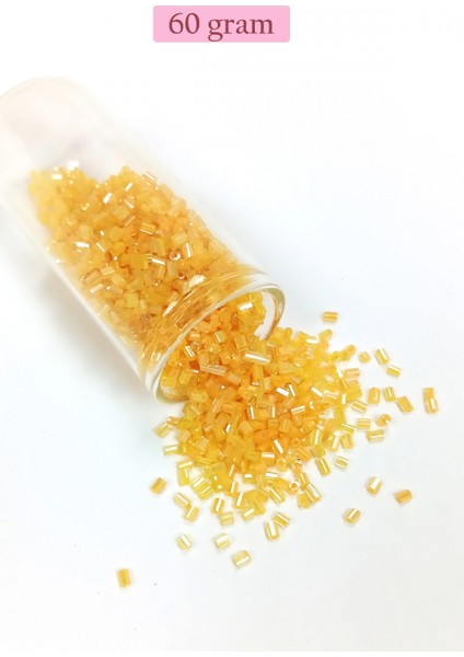 Kesme Cam Boncuk 2mm - 60 Gram - Şeffaf Koyu Sarı - BNC361