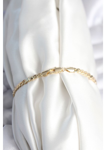 Pirinç Gold Renk Yassı Zincir Model Kadın Bileklik TG27BB7960 fiyatları