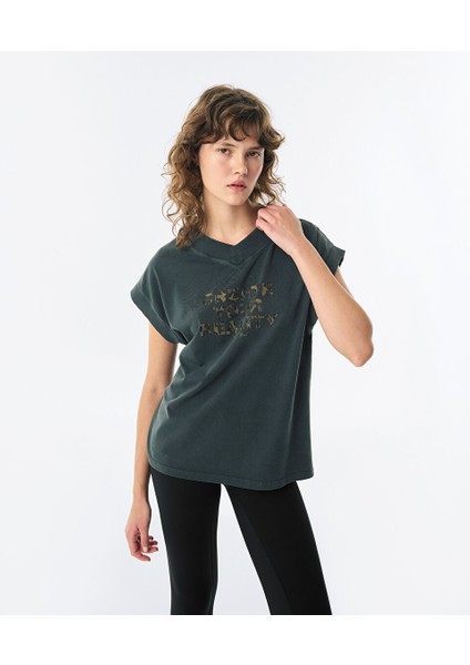 Sloganlı Oversıze Tişört TW6250070095036