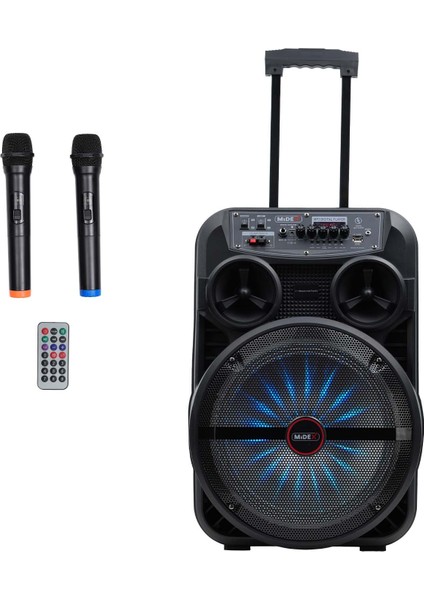 280 Watt Portatif Taşınabilir Karaoke Eğlence Mikrofonlu Ses Sistemi MXR-280 (Bluetooth Kayıt USB Şarjlı)