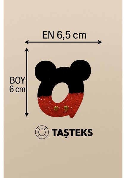 Taşlı Ütülenebilen Veya Sticker Olarak Kullanılabilen ' Mickey O ' Harfi