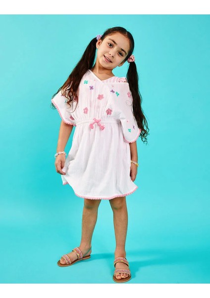 Çiçekli Kaftan Elbise 7-8 Yaş