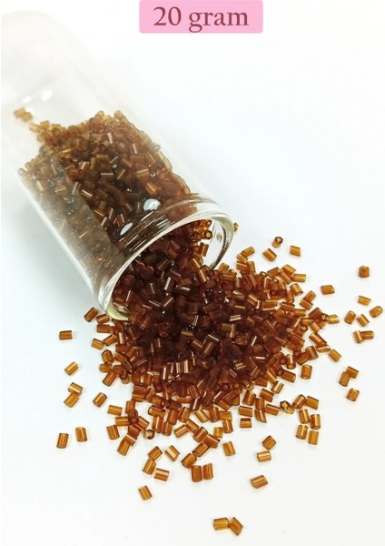 Kesme Cam Boncuk 2mm - 20 Gram - Şeffaf Açık Kahve -BNC343