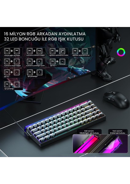 Hero 68 He Manyetik Klavye Rapid Trigger Jade King Switch 8000Hz RGB Neon TKL Hot Swap Oyuncu Klavyesi Siyah indirimleri